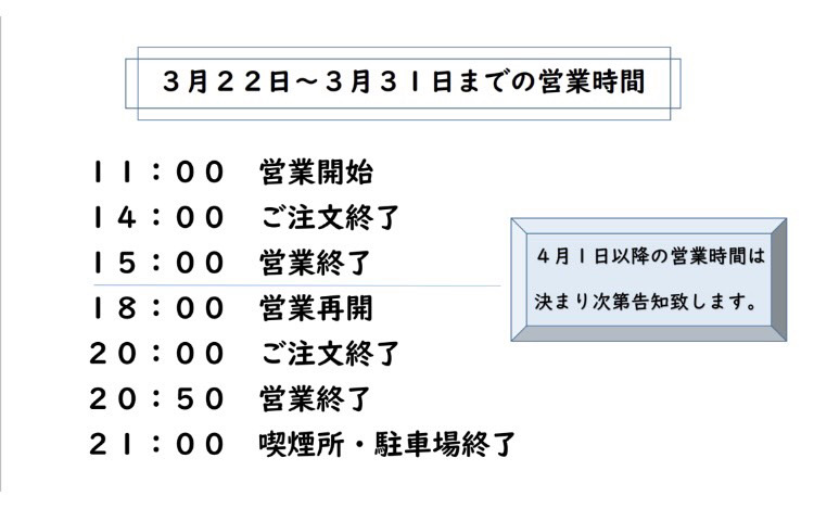 3月の営業時間